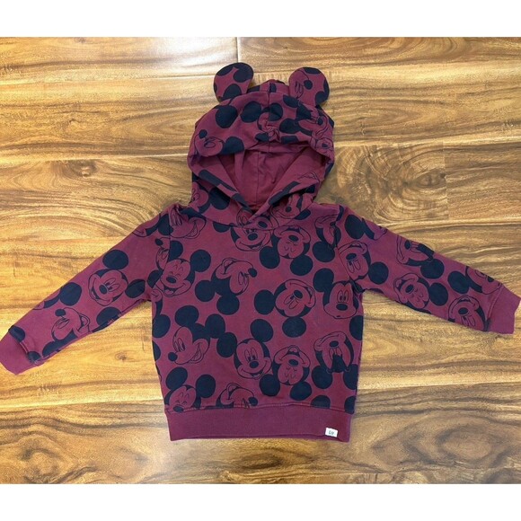GAP Other - Gap Disney Mickey Hoodie Sweatshirt, Burgundy and Navy, Size 4T